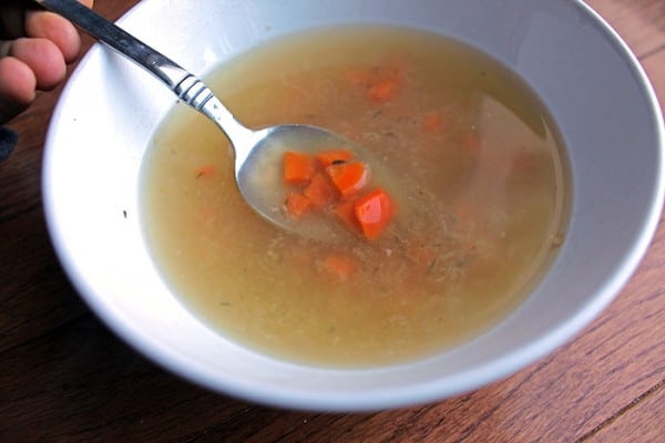 A Simple Tummy Trouble Broth with ginger and lemon