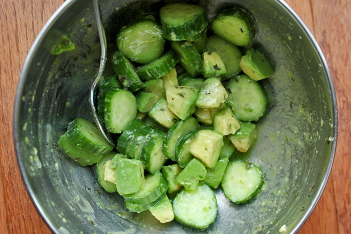 The Simplest, Tastiest Cucumber and Avocado Salad Ever! - Done!
