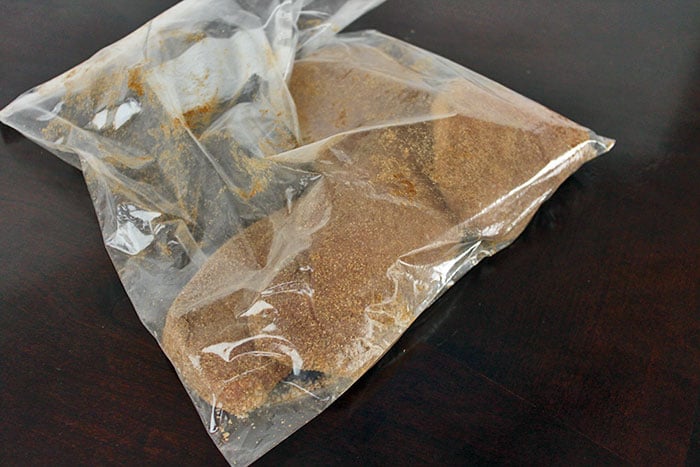 pork chops and spices in bag