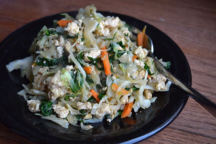 Plate of Asian-Inspired  Spicy Cabbage and Turkey