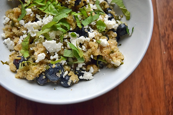 Finished Bowl of Quinoa with Blueberries and Feta