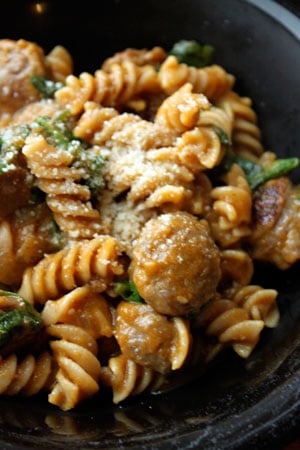 Pasta with Pumpkin, Sausage and Spinach - main