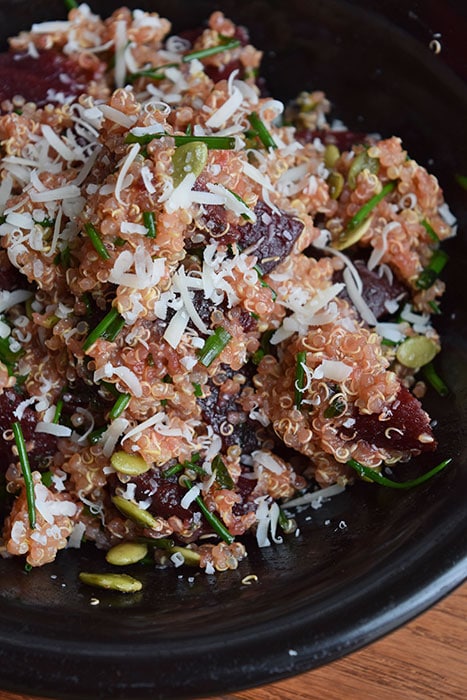 Quinoa with Beets, Pumpkin Seeds & Chives