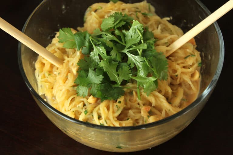 Spicy ‘Noodle’ (aka Spaghetti Squash) Bowl With Peanuts and Cilantro