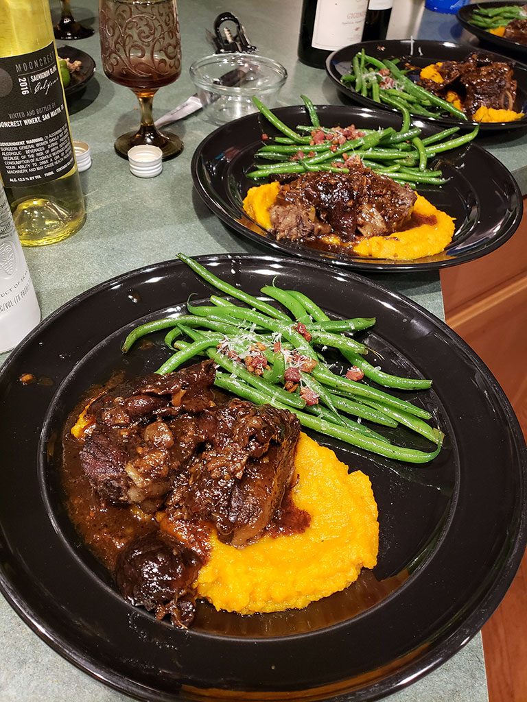 Plating Asian Short Ribs with Butternut and Green Beans