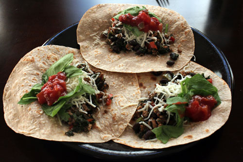 Kale, Turkey and Black Bean Taco Filling - soft shell