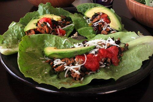 Kale, Turkey and Black Bean Taco Filling - Lettuce Wraps