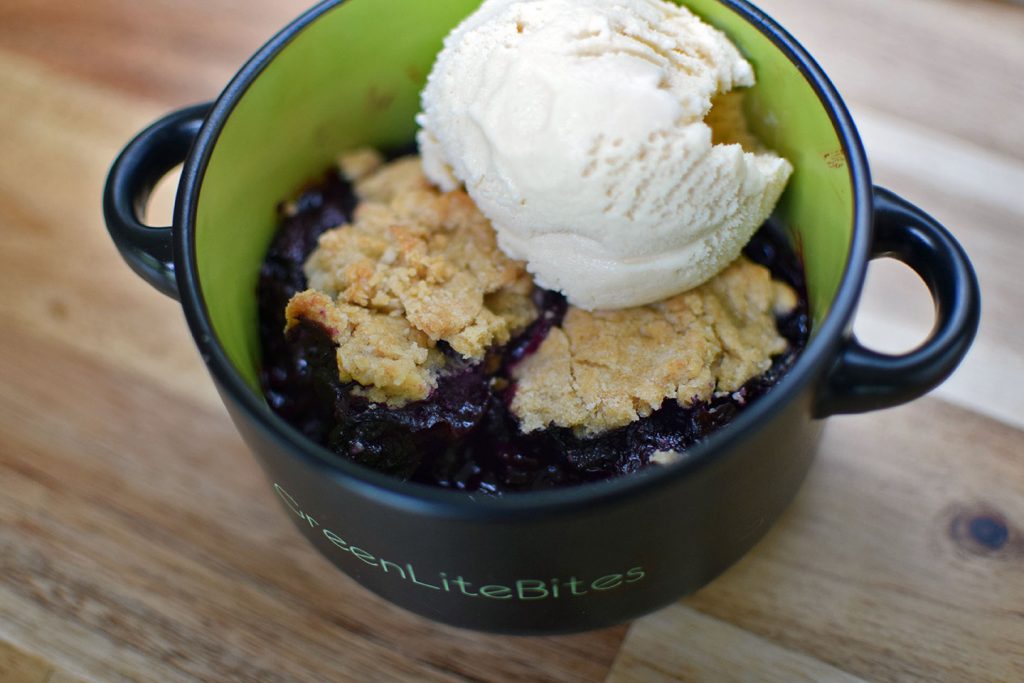 Blueberry Cobbler with Homemade Coconut Rum Ice Cream